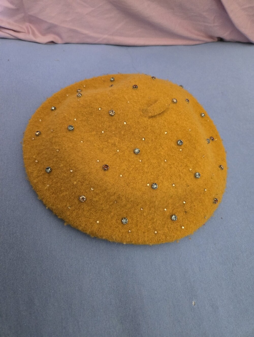 Embellished Mustard Wool Beret - Women Accessories